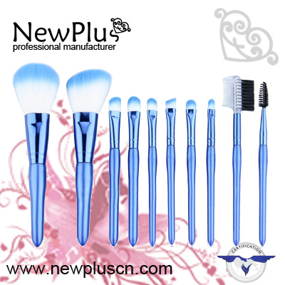 10PCS gift brush set blue handle blue ferrule