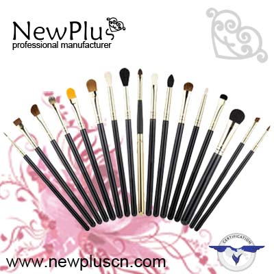 12PCS black handle gold ferrule Makeup Brush Set