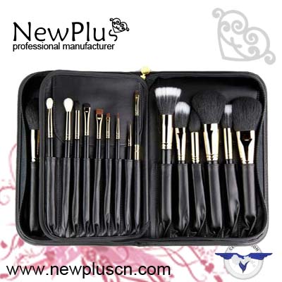 12PCS black handle gold ferrule Makeup Brush Set