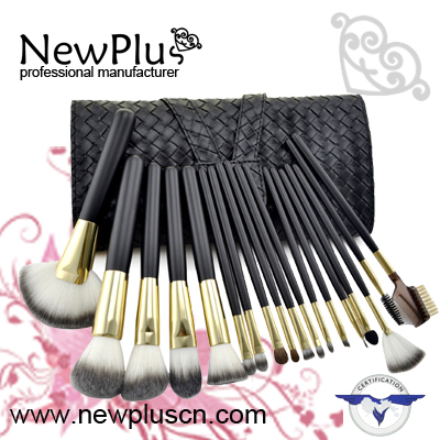 18PCS black handle gold ferrule Makeup Brush Set