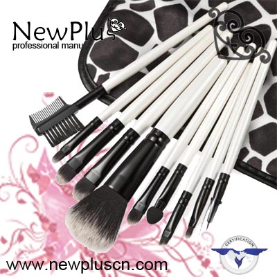 10PCS white handle black ferrule Makeup Brush Set
