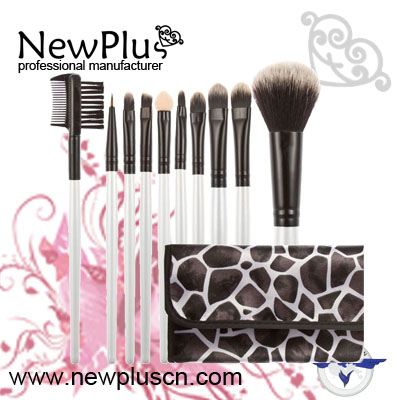 10PCS white handle black ferrule Makeup Brush Set