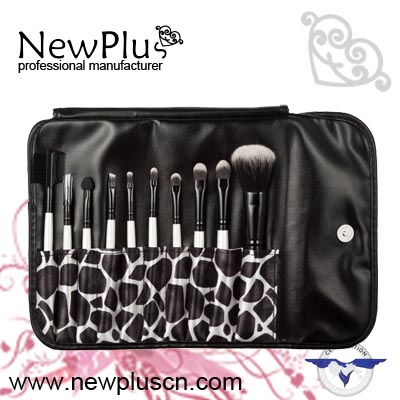 10PCS white handle black ferrule Makeup Brush Set
