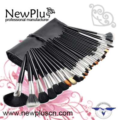 37PCS black handle silver ferrule Makeup Brush Set