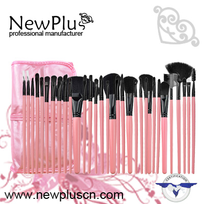 24PCS pink handle black ferrule Makeup Brush Set