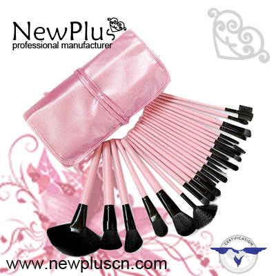 24PCS pink handle black ferrule Makeup Brush Set