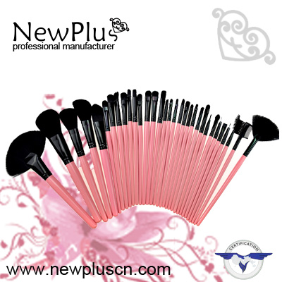24PCS pink handle black ferrule Makeup Brush Set