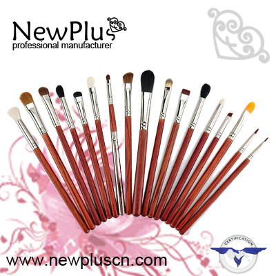 29PCS red wood handle shiny silver copper ferrule Makeup Brush Set
