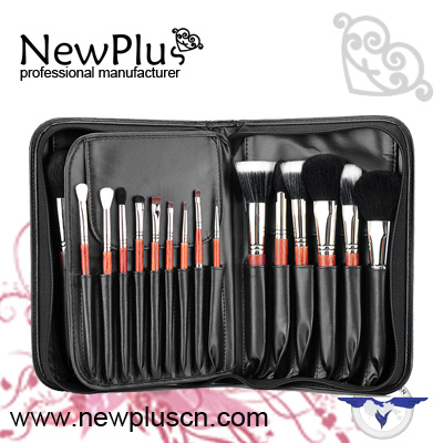 29PCS red wood handle shiny silver copper ferrule Makeup Brush Set