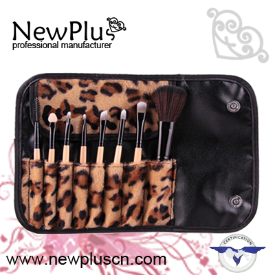 8PCS natural wood handle black ferrule Makeup Brush Set
