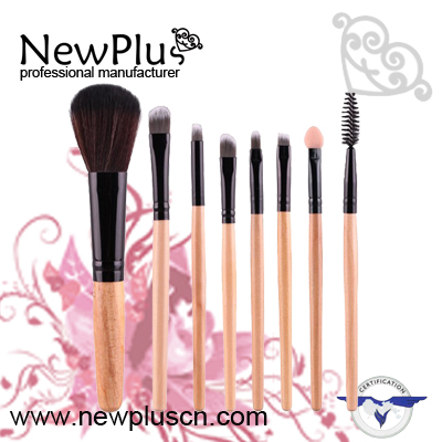 8PCS natural wood handle black ferrule Makeup Brush Set