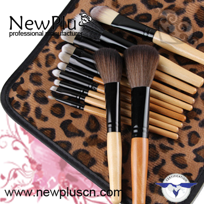 8PCS natural wood handle black ferrule Makeup Brush Set