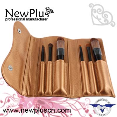 6PCS black wood handle black ferrule green bag Makeup Brush Set