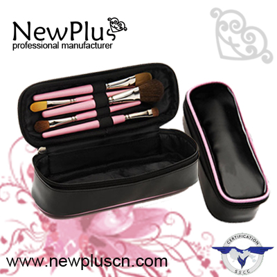 4PCS black wood handle black ferrule pink hair Makeup Brush Set