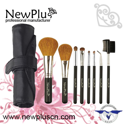 8PCS brown wood handle gold ferrule Makeup Brush Set