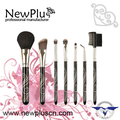 7PCS black handle gold ferrule Makeup Brush Set