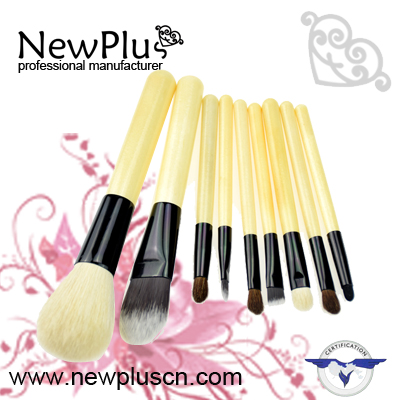 9PCS natural handle black ferrule black drum Makeup Brush Set