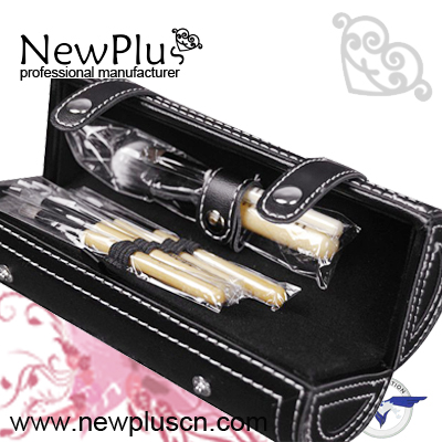 9PCS natural wood handle black ferrule black drum Makeup Brush Set