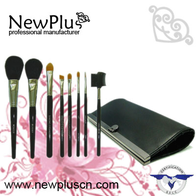 8PCS black wood handle silver ferrule Makeup Brush Set