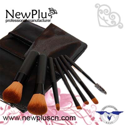 7PCS black wood handle black ferrule Makeup Brush Set