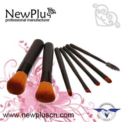 7PCS black wood handle black ferrule Makeup Brush Set