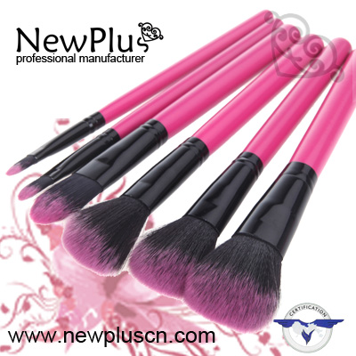 16PCS pink wood handle black ferrule Makeup Brush Set