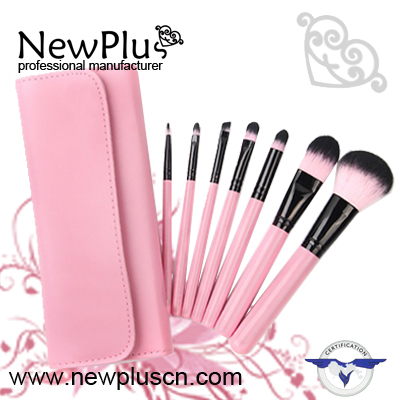 7PCS pink wood handle black ferrule Makeup Brush Set