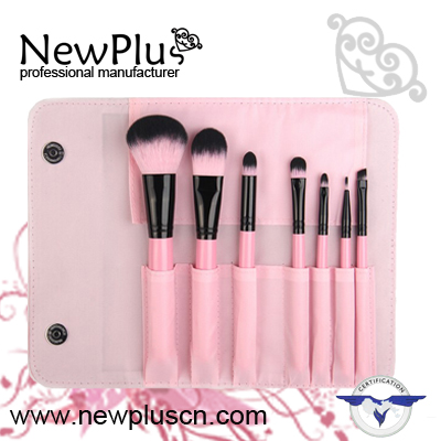 7PCS pink wood handle black ferrule Makeup Brush Set