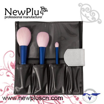 3PCS blue wood handle blue ferrule Makeup Brush Set