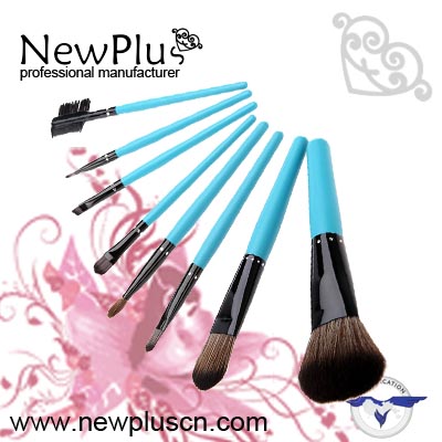 9PCS blue wood handle blue ferrule Makeup Brush Set