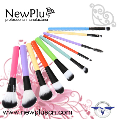 10PCS color wood handle black ferrule makeup Brush Set