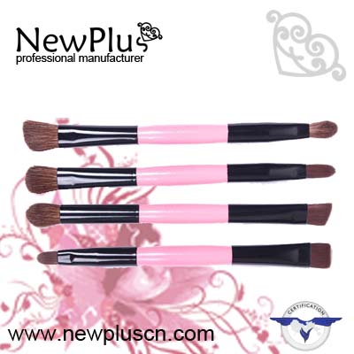 4PCS double end color wood handle black ferrule makeup Brush Set