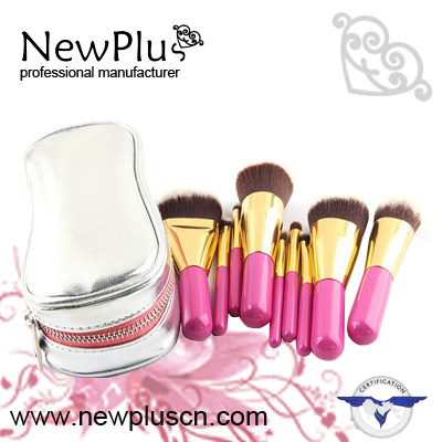 9PCS pink color handle gold ferrule makeup Brush Set