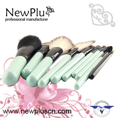 10PCS blue color handle black ferrule makeup Brush Set