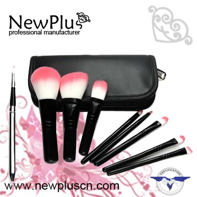9PCS black handle black ferrule pink hair  makeup Brush Set