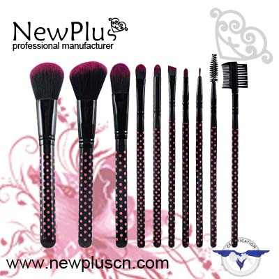 10PCS spots handle silver ferrule color hair makeup Brush Set