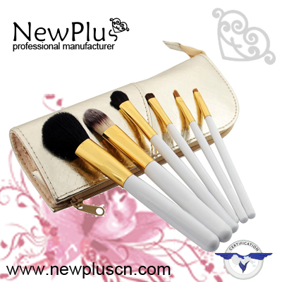 6PCS white wood handle gold ferrule Makeup Brush Set