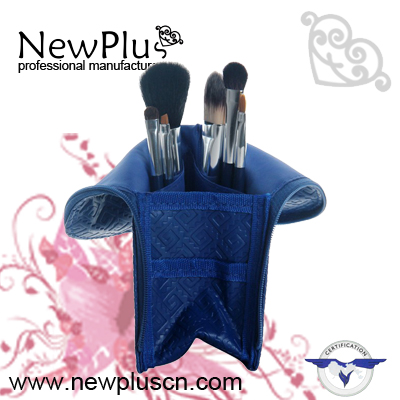 6PCS blue wood handle silver ferrule Makeup Brush Set