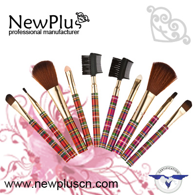 5PCS full printing plastic handle gold ferrule Makeup Brush Set