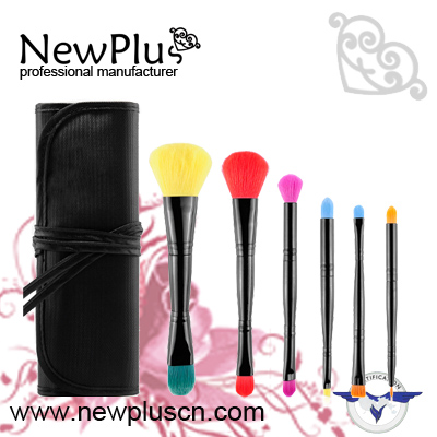 6PCS double ends black handle black ferrule color Makeup Brush Set