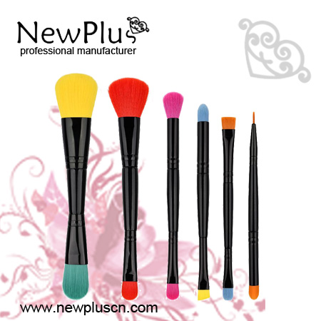 6PCS double ends black handle black ferrule color Makeup Brush Set