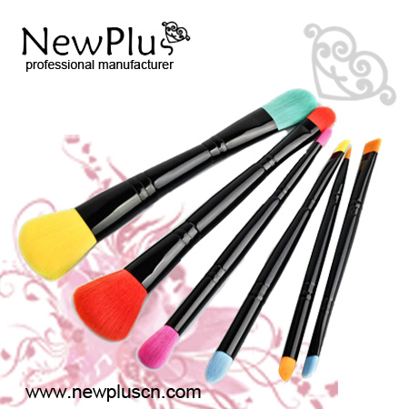 6PCS double ends black handle black ferrule color Makeup Brush Set