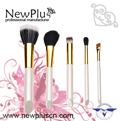 5PCS white handle gold ferrule color Makeup Brush Set