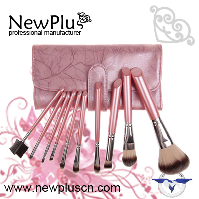 10PCS pink handle silver ferrule makeup Brush Set