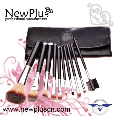 10PCS pink handle silver ferrule makeup Brush Set