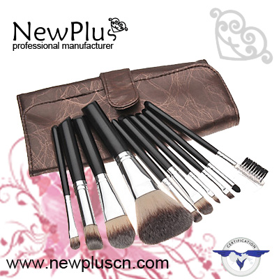 10PCS pink handle silver ferrule makeup Brush Set