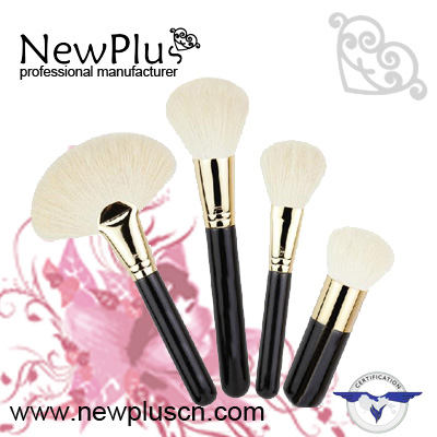 4PCS black wood handle gold ferrule white hair Makeup Brush Set