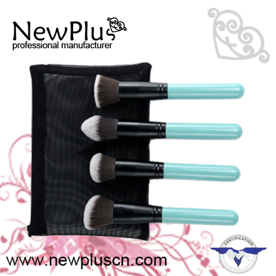 4PCS blue handle black ferrule Makeup Brush Set