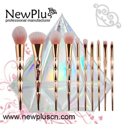 shiny makeup brush set