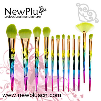 shiny makeup brush set